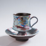 Handmade Mineral Pigment Mug - Dunhuang Flying Apsaras Art Coffee Cup, Unique Ceramic Tea Cup