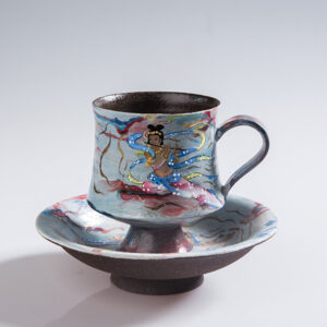 Handmade Mineral Pigment Mug - Dunhuang Flying Apsaras Art Coffee Cup, Unique Ceramic Tea Cup