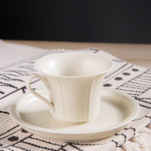 Oriental Minimalist Ceramic Set - Hand-Thrown Coffee Cups & Saucers in Solid Glaze - Japanese Wabi Sabi Style - Image 5