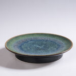 Landscape Ceramic Plate - Unique Mountain & River Glaze by Reduction Firing