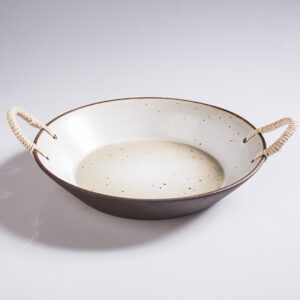 Rustic Rope Handle Platter - Handmade Farmhouse Stoneware Tray - Image 2