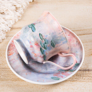 Hand-Painted Monet Water Lilies Coffee Mug & Saucer Set - Image 6