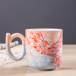 Hand-Painted Phoenix Mug - Oil Painting Style Ceramic Art Cup - Image 4