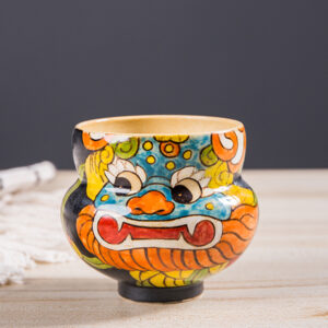 Artisan Hand-Painted Gourd Tea Cup | Lucky Fu Lu Lion Dance Artware - Image 4