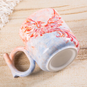Hand-Painted Phoenix Mug - Oil Painting Style Ceramic Art Cup - Image 6
