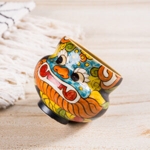 Artisan Hand-Painted Gourd Tea Cup | Lucky Fu Lu Lion Dance Artware - Image 6