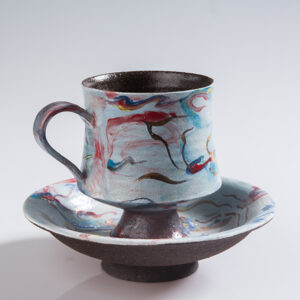 Handmade Mineral Pigment Mug - Dunhuang Flying Apsaras Art Coffee Cup, Unique Ceramic Tea Cup - Image 2