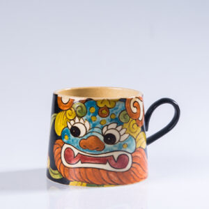 Hand Painted Awakening Lion Mug - Chinese Ceramic Art Cup for Tea & Coffee