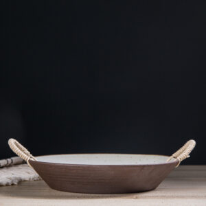 Rustic Rope Handle Platter - Handmade Farmhouse Stoneware Tray - Image 4