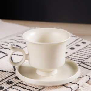 Zen Ceramics Coffee Set - Jixiang Hand-Thrown Cups & Saucers, Minimalist Solid Color Design - Image 5