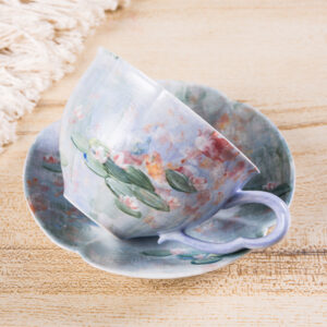 Hand-Painted Monet Water Lilies Coffee Mug & Saucer Set - Image 6