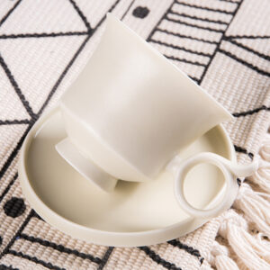 Zen Ceramics Coffee Set - Jixiang Hand-Thrown Cups & Saucers, Minimalist Solid Color Design - Image 6