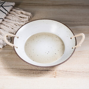 Rustic Rope Handle Platter - Handmade Farmhouse Stoneware Tray - Image 6