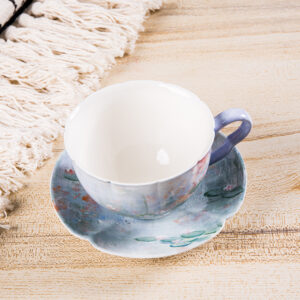 Hand-Painted Monet Water Lilies Coffee Mug & Saucer Set - Image 7
