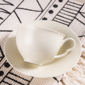 Wabi Sabi Ceramic Set - Handcrafted Minimalist Cup & Saucer, Soild Color Artware - Image 6