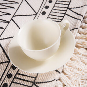 Wabi Sabi Ceramic Set - Handcrafted Minimalist Cup & Saucer, Soild Color Artware - Image 7