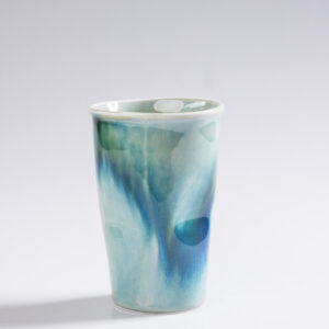 Unique Raku Fired Cola Cup ~ Handmade Pottery ~ Flowing Glaze ~ Ceramic Art ~ Soda Glass ~ Unusual Gift ~ Nerikomi - Image 2
