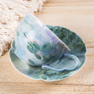 Monet's Water Lilies Collector's Set - Hand-Painted Ceramic Coffee Mug & Saucer - Impressionist Art Gift - Image 6