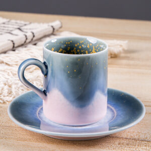 Serene Blue Flowing Glaze Coffee Cup - Wood Fired Raku Pottery, Unique Crystal Glaze Mug, One of a Kind - Image 5