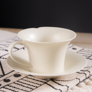 Zen Ceramics Coffee Set - Hand-Thrown Stoneware Cups & Saucers in Solid Glaze, Minimalist Japanese Wabi Sabi Style - Image 5