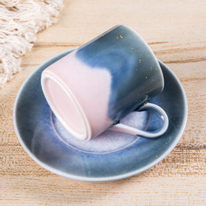 Serene Blue Flowing Glaze Coffee Cup - Wood Fired Raku Pottery, Unique Crystal Glaze Mug, One of a Kind - Image 6