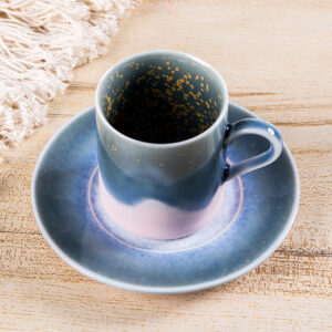 Serene Blue Flowing Glaze Coffee Cup - Wood Fired Raku Pottery, Unique Crystal Glaze Mug, One of a Kind - Image 7