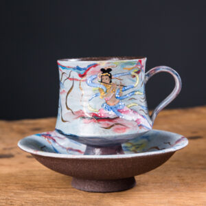 Handmade Mineral Pigment Mug - Dunhuang Flying Apsaras Art Coffee Cup, Unique Ceramic Tea Cup - Image 4