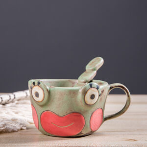 Whimsical Smiley Face Coffee Cup Set - Hand Pinched Cartoon Mugs, Playful & Funky Ceramics - Image 4