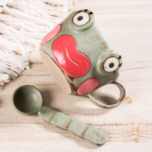 Whimsical Smiley Face Coffee Cup Set - Hand Pinched Cartoon Mugs, Playful & Funky Ceramics - Image 6