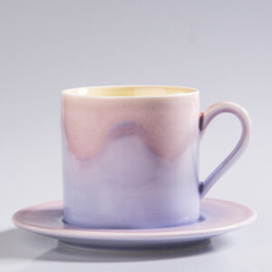Mystic Purple Coffee Cup Set~ Handmade Raku Pottery ~ Flowing Violet Glaze ~ Unique Ceramic Art ~ Dreamy Aesthetic