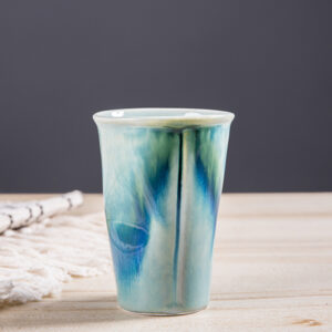 Unique Raku Fired Cola Cup ~ Handmade Pottery ~ Flowing Glaze ~ Ceramic Art ~ Soda Glass ~ Unusual Gift ~ Nerikomi - Image 4