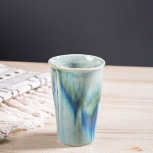 Unique Raku Fired Cola Cup ~ Handmade Pottery ~ Flowing Glaze ~ Ceramic Art ~ Soda Glass ~ Unusual Gift ~ Nerikomi - Image 5
