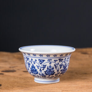 Hand-Painted Blue & White "Interlocking Lotus" Gaiwan Set - Image 7