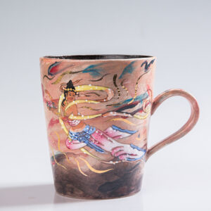Dunhuang Flying Apsaras Mug - Handmade Mineral Pigment Ceramic Cup, Flowing Mural Art for Coffee & Tea