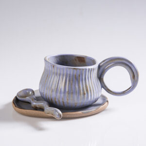 Purple Organic Ceramic Set | Unique Handmade Mugs | Modern Coffee Cups - Image 2