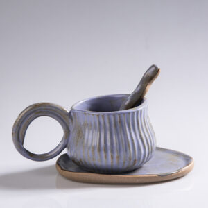 Purple Organic Ceramic Set | Unique Handmade Mugs | Modern Coffee Cups - Image 3