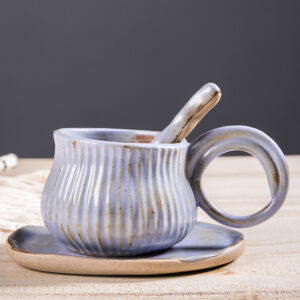 Purple Organic Ceramic Set | Unique Handmade Mugs | Modern Coffee Cups - Image 4