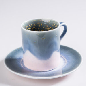 Serene Blue Flowing Glaze Coffee Cup - Wood Fired Raku Pottery, Unique Crystal Glaze Mug, One of a Kind - Image 2