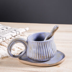 Purple Organic Ceramic Set | Unique Handmade Mugs | Modern Coffee Cups - Image 5