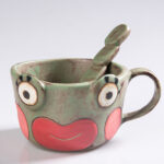 Whimsical Smiley Face Coffee Cup Set - Hand Pinched Cartoon Mugs, Playful & Funky Ceramics
