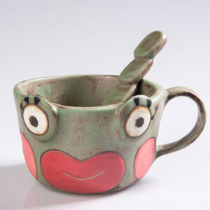 Whimsical Smiley Face Coffee Cup Set - Hand Pinched Cartoon Mugs, Playful & Funky Ceramics