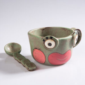 Whimsical Smiley Face Coffee Cup Set - Hand Pinched Cartoon Mugs, Playful & Funky Ceramics - Image 2