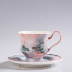 Hand-Painted Monet Water Lilies Coffee Mug & Saucer Set