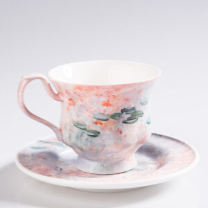 Hand-Painted Monet Water Lilies Coffee Mug & Saucer Set - Image 3