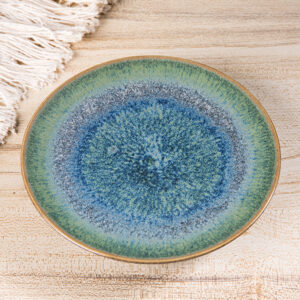 Landscape Ceramic Plate - Unique Mountain & River Glaze by Reduction Firing - Image 6