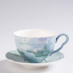Monet's Water Lilies Collector's Set - Hand-Painted Ceramic Coffee Mug & Saucer - Impressionist Art Gift