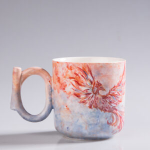 Hand-Painted Phoenix Mug - Oil Painting Style Ceramic Art Cup