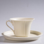Oriental Minimalist Ceramic Set - Hand-Thrown Coffee Cups & Saucers in Solid Glaze - Japanese Wabi Sabi Style