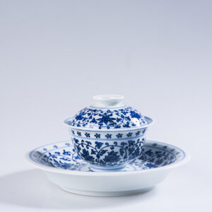 Hand-Painted Blue & White "Interlocking Lotus" Gaiwan Set - Image 2