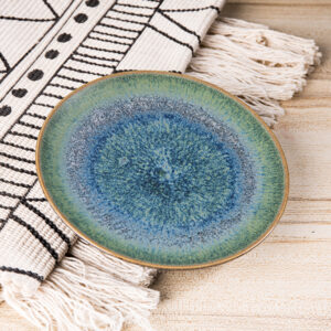 Landscape Ceramic Plate - Unique Mountain & River Glaze by Reduction Firing - Image 7
